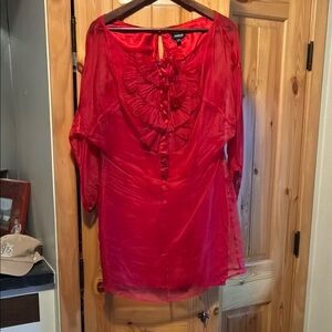 bebe Red Blouse with Ruffle Detail holiday